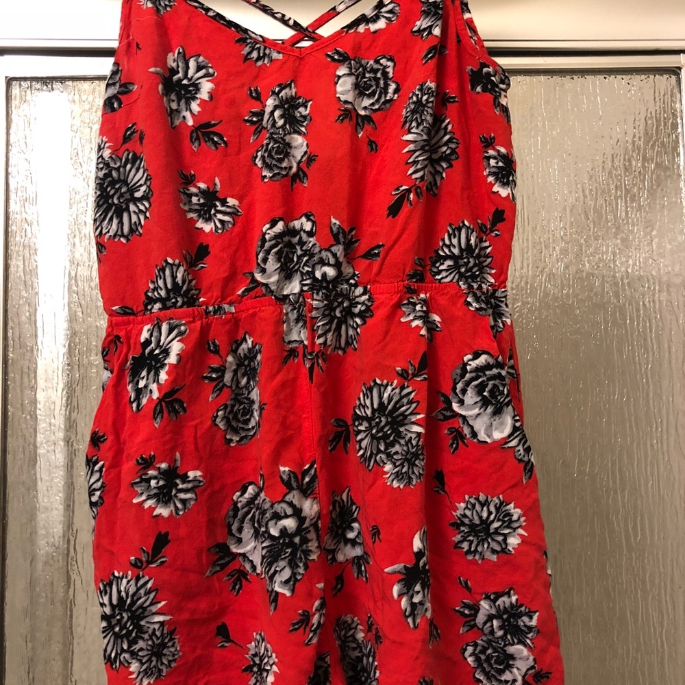H&M Red floral romper